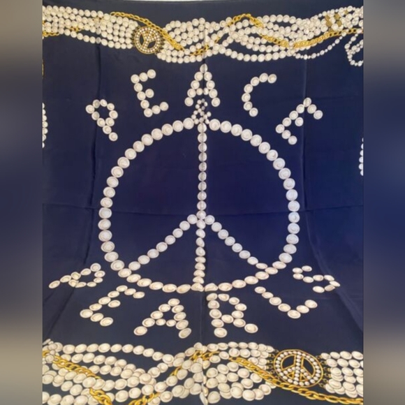 Moschino | Accessories | Moschino Silk Scarf Peace Pearls | Poshmark